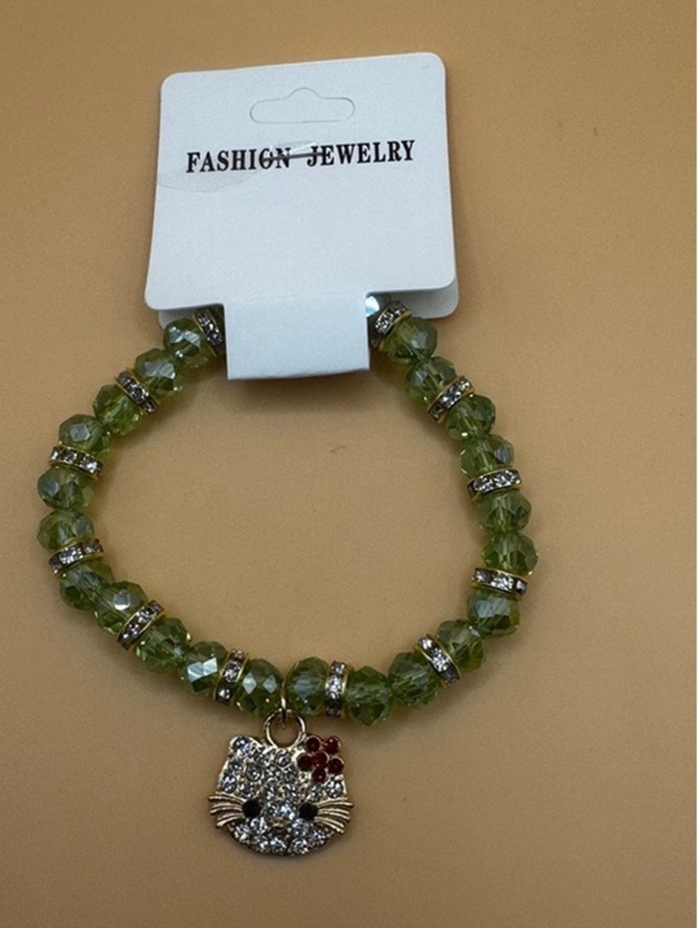 New Hello Kitty Beaded Charm Bracelets- Choose Color- (Green)